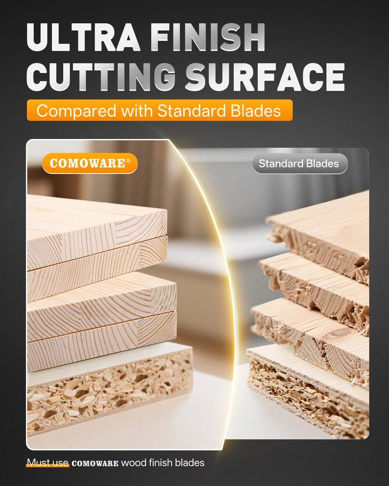 COMOWARE 7-1/4“ Circular Saw Blade, 140T Table Saw Blade, 5/8" Arbor, ATB Circular Saw Blade, Anti-Vibration, Teflon Anti-Stick, Miter Saws Blades for Wood, Laminate, Plywood & Hardwoods - Image 3