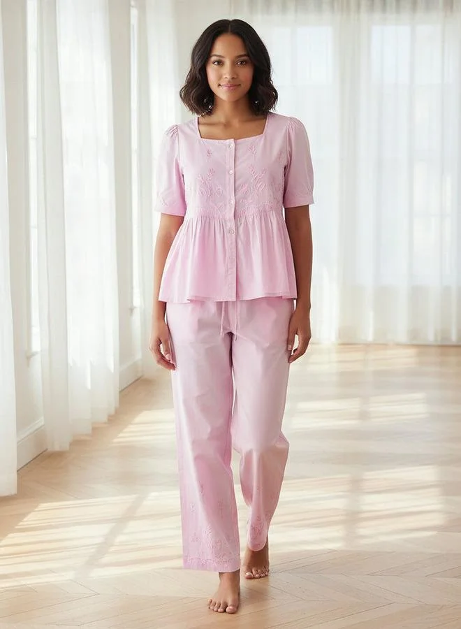 Splash FAV Pyjama Set Button Down Top & Trousers Cotton