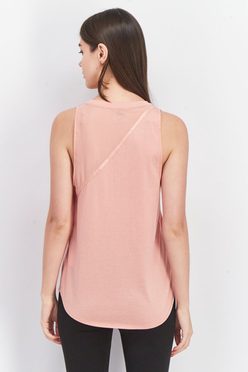 PUMA Women Sportswear Fit Crew Neck Sleeveless Plain Tank Top, Pink  - Image 3