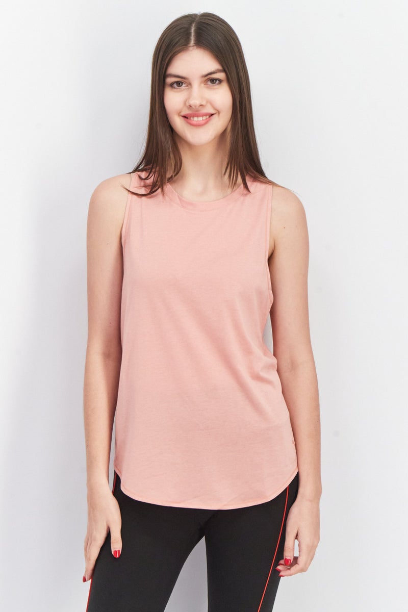 PUMA Women Sportswear Fit Crew Neck Sleeveless Plain Tank Top, Pink  - Image 1