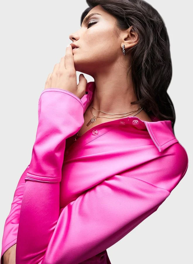 TOPSHOP Button Down Satin Shirt