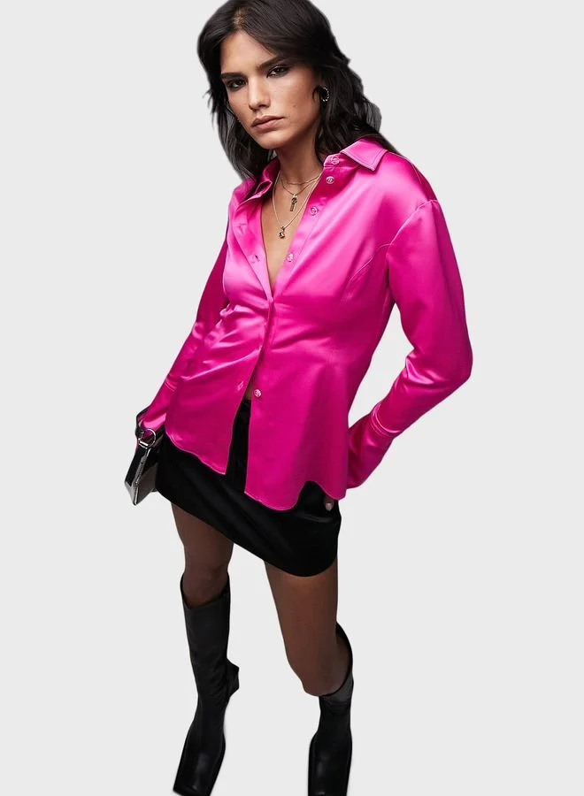 TOPSHOP Button Down Satin Shirt
