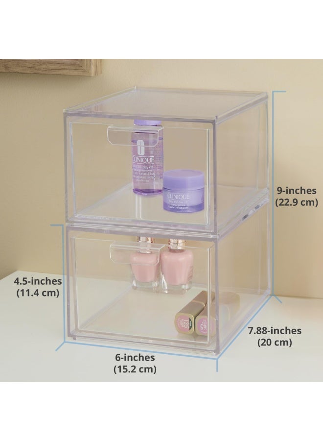 STORi Audrey Stackable Clear Bin Plastic Organizer Drawers  2 Piece Set  Organize Cosmetics and Beauty Supplies on a Vanity  Made in USA - Image 5