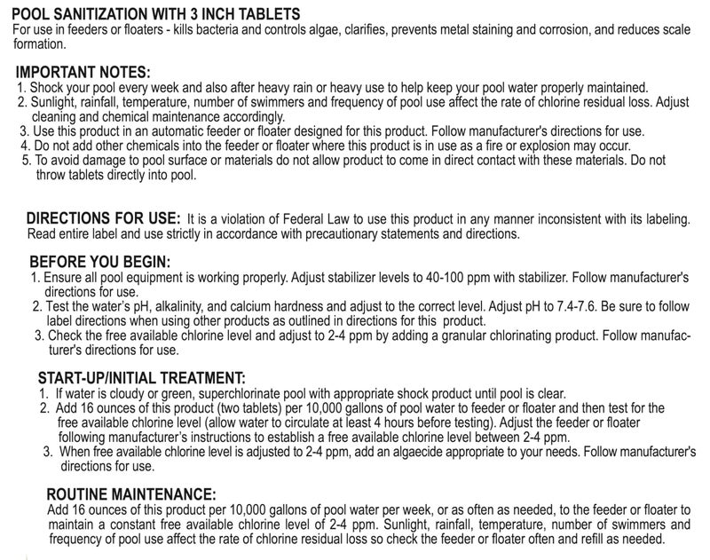 Robelle 15-Pounds Premium 5-In-1 Multi-Purpose Tabs, Chlorine Tablets 3 Inch, Sanitizer, Clarifier, Stain Inhibitor, Algae Control, Descaler, Sunlight Protector All In One, Made In USA - Image 4