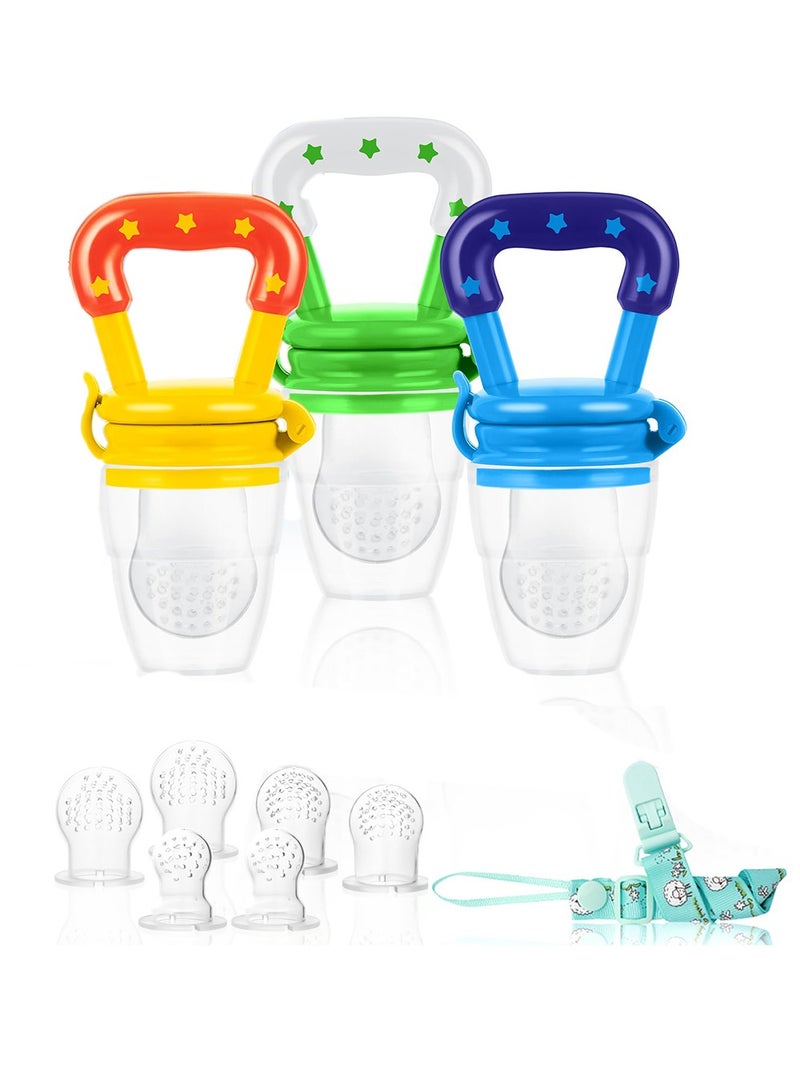 Baby Fruit Feeder/Food Feeder Pacifier (3 Pack)- Infant Teething Toys | Fruit Pacifier Feeder | Silicone Teether Feeder Baby | Baby Feeding Essentials | Food Pacifier for Babies  - Image 1
