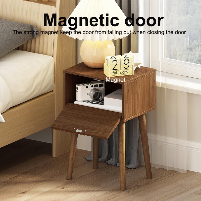 LAATOOREE Nightstands Set of 2, Small Fluted Side Table, Bedside Table with Solid Wood Feet; Modern Mid-Century End Table for Bedroom, Small Space - Image 4