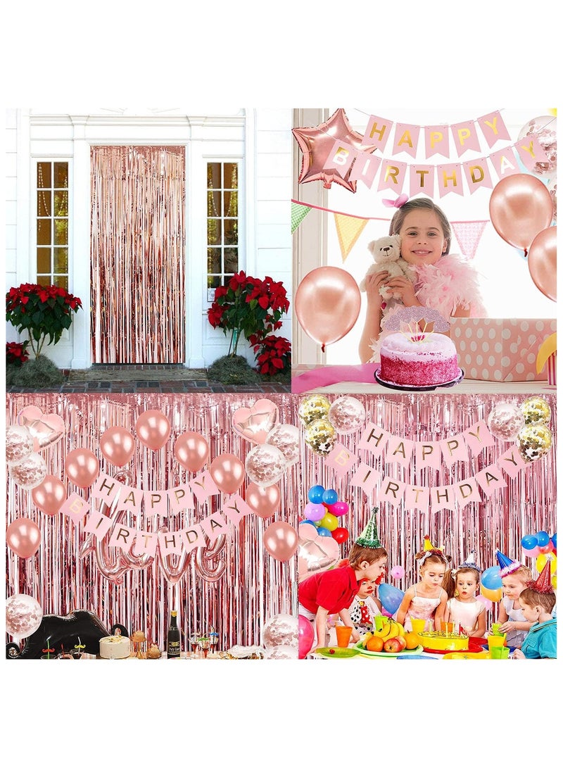 وارتفع الذهب عيد ميلاد الحزب الديكور ، عيد ميلاد سعيد لافتات ، وارتفع الذهب شرابة الستائر ، على شكل قلب نجمة احباط البالونات قصاصات الورق الملونة ، وتعليق الدوامات ، ومناسبة للسيدات عيد ميلاد الأميرة الطرف فتاة - Image 3