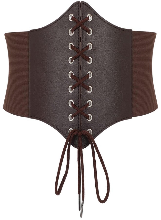 WOWOGO Corset Belt for Women Lace Up Elastic Leather Waist Corset Tied Waspie Belt for Renaissance Pirate Halloween Costume - Image 1
