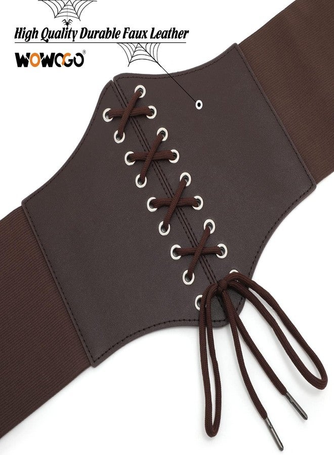 WOWOGO Corset Belt for Women Lace Up Elastic Leather Waist Corset Tied Waspie Belt for Renaissance Pirate Halloween Costume - Image 3