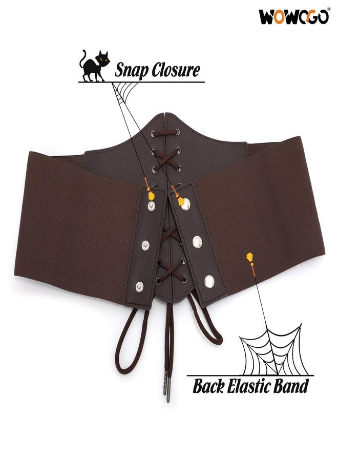 WOWOGO Corset Belt for Women Lace Up Elastic Leather Waist Corset Tied Waspie Belt for Renaissance Pirate Halloween Costume - Image 4