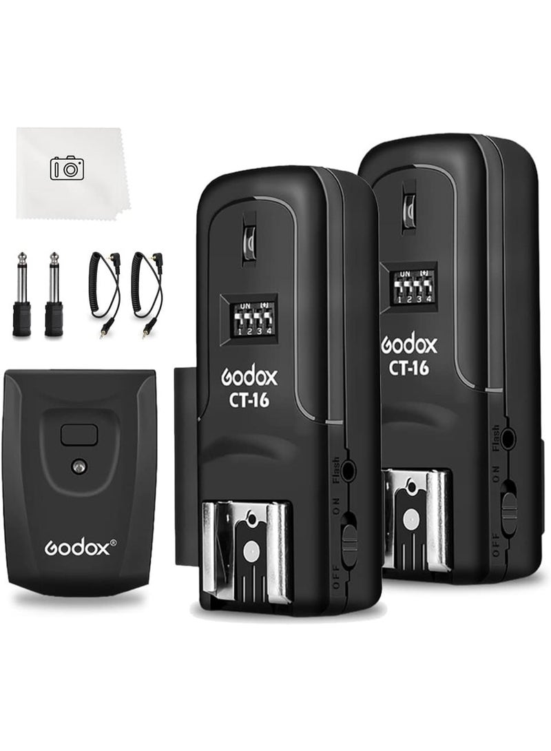 Godox CT-16 Wireless Radio Flash Trigger Receiver Kit,Fit Compatible for Canon Nikon Pentax DSLR Camera Studio 3-in-1 Flash Transmitter and Receiver - Image 1