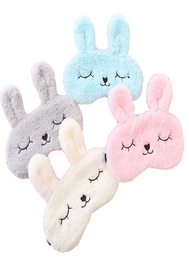 Yosbabe 4 Pack Cute Animal Rabbit Sleeping Eye Mask Soft Plush Blindfold Sleep Masks Eye Cover for Kids Girls Women Home Sleeping Traveling - Image 1