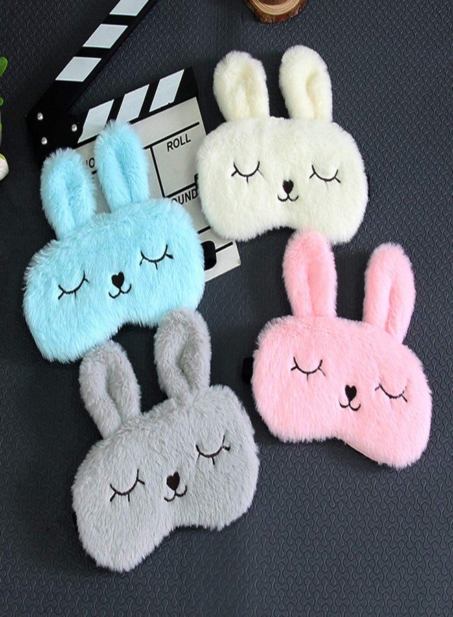 Yosbabe 4 Pack Cute Animal Rabbit Sleeping Eye Mask Soft Plush Blindfold Sleep Masks Eye Cover for Kids Girls Women Home Sleeping Traveling - Image 2