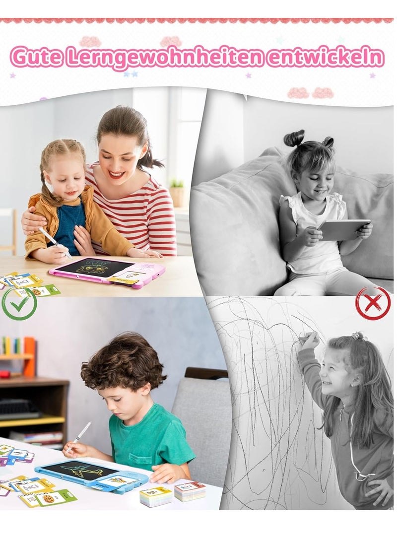 ممز بلانيت - 2 في 1 تابلت كتابة بطاقات فلاش ناطق - العاب تعليمية للاطفال من سن 2-8 سنوات، لعبة تعليمية تفاعلية لهدايا عيد ميلاد الاطفال، العاب مونتيسوري تعليميه للاطفال في مرحلة ما قبل المدرسة، 510 كلمة رؤية - Image 1