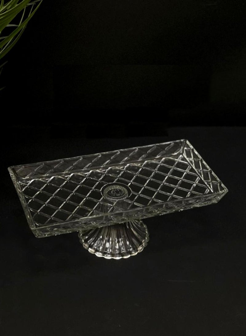 GOLDEN HOME A multi-use Glass Serving Dish with a Base for Sweets and Fruits 32*17*12