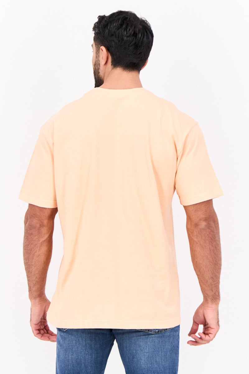 GAP Men Crew Neck Short Sleeves Plain T-Shirt, peach - Image 3