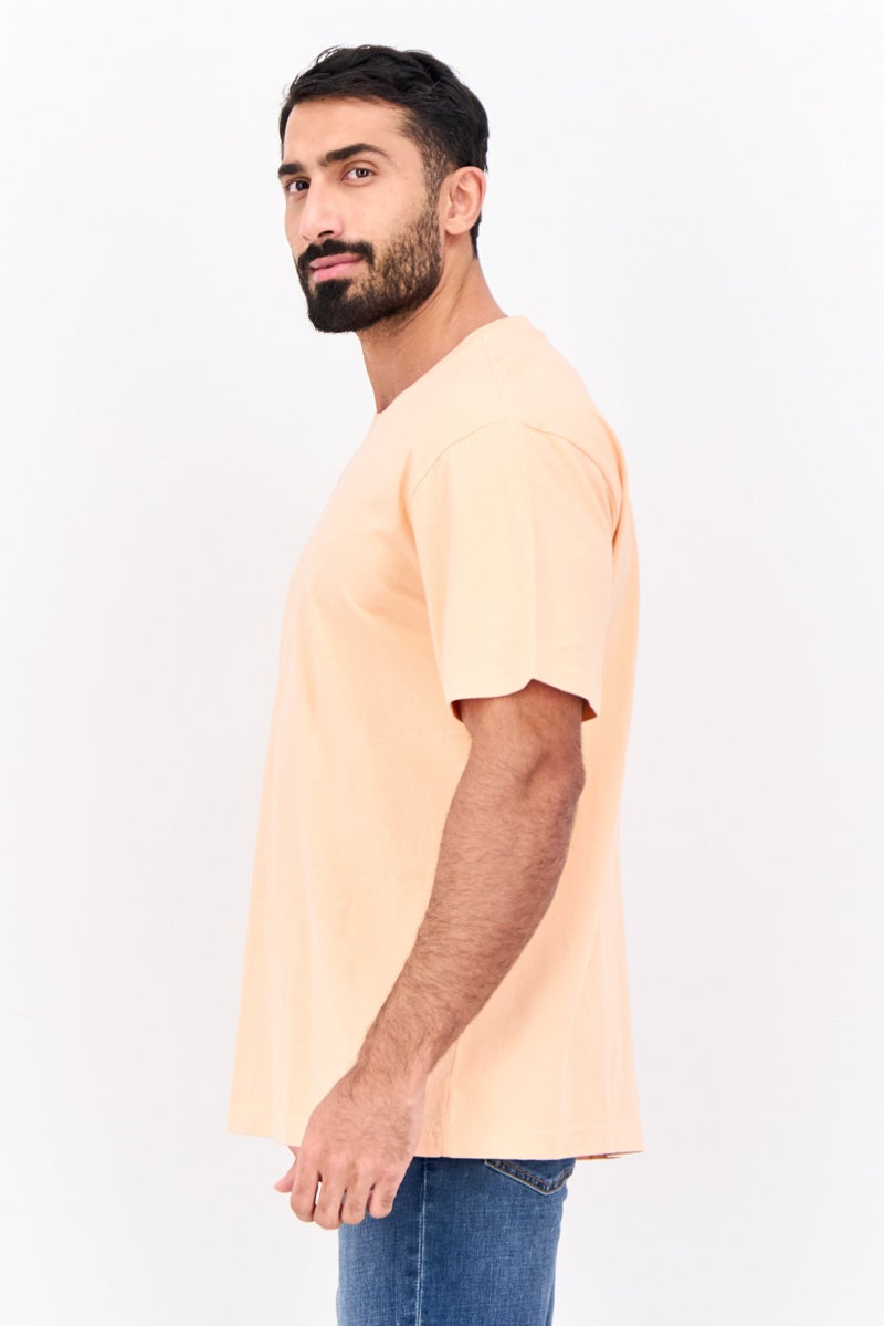 GAP Men Crew Neck Short Sleeves Plain T-Shirt, peach - Image 2