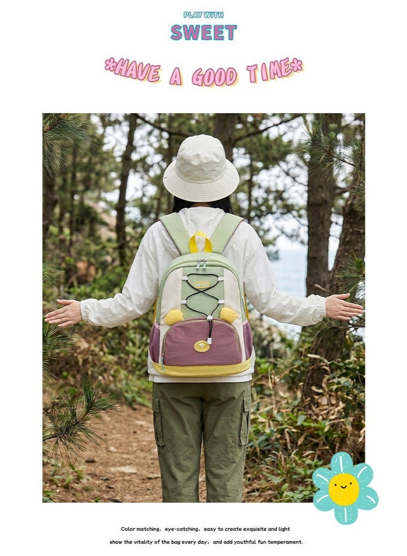 Kids Bear Primary School Backpack 6-10 Years – Lightweight Large Capacity Spine-Protective Waterproof Wear-Resistant Breathable Parent-Child Outing School Supplies - Image 5