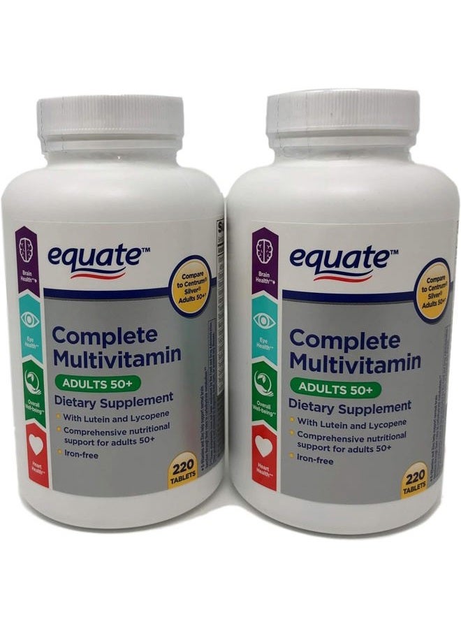 Equate فيتامينات متعددة كاملة للبالغين 50+ مقارنة مع سنتريم سيلفر (220 حبة) (عبوة من اثنين) - Image 1