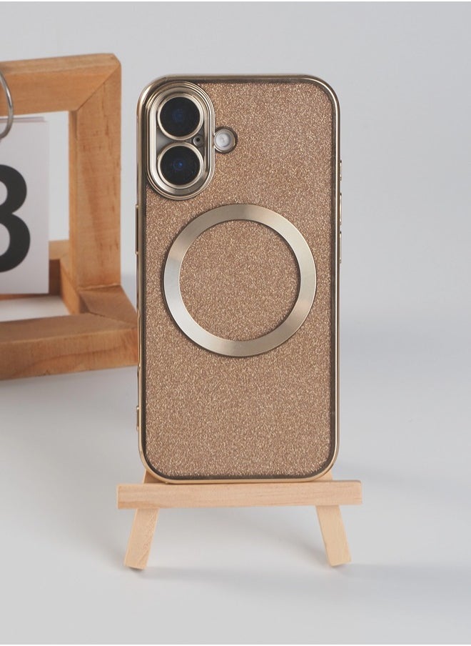 ShebSheb iPhone 16 Case Glitter, Clear Magnetic Phone Cases with Camera Lens Protector [Compatible with MagSafe] Bling Sparkle Plating Soft TPU Slim Shockproof Protective Cover Women Girls  - Image 1