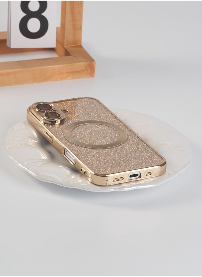 ShebSheb iPhone 16 Case Glitter, Clear Magnetic Phone Cases with Camera Lens Protector [Compatible with MagSafe] Bling Sparkle Plating Soft TPU Slim Shockproof Protective Cover Women Girls  - Image 3