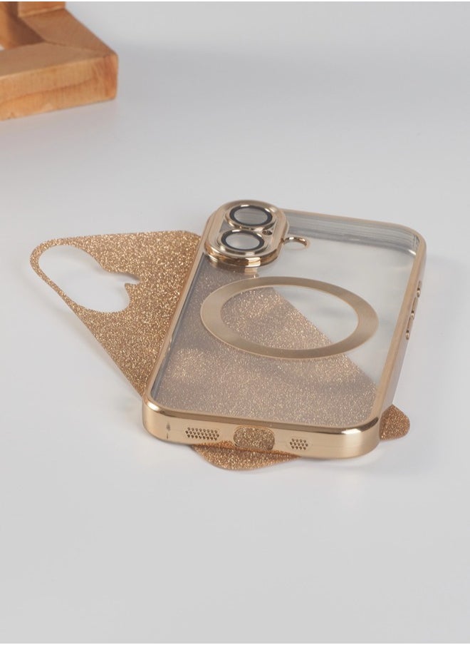 ShebSheb iPhone 16 Case Glitter, Clear Magnetic Phone Cases with Camera Lens Protector [Compatible with MagSafe] Bling Sparkle Plating Soft TPU Slim Shockproof Protective Cover Women Girls  - Image 4