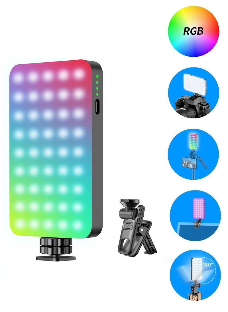 ARNOTEC RGB Video Light, Portable LED Fill Light with 3000mAh Built-in Battery, for Selfie/Live Streaming/Laptop/Camera, Supports Cold/Natural/Warm Light, 360° Full Color Adjustment with Clip Mount  - Image 2