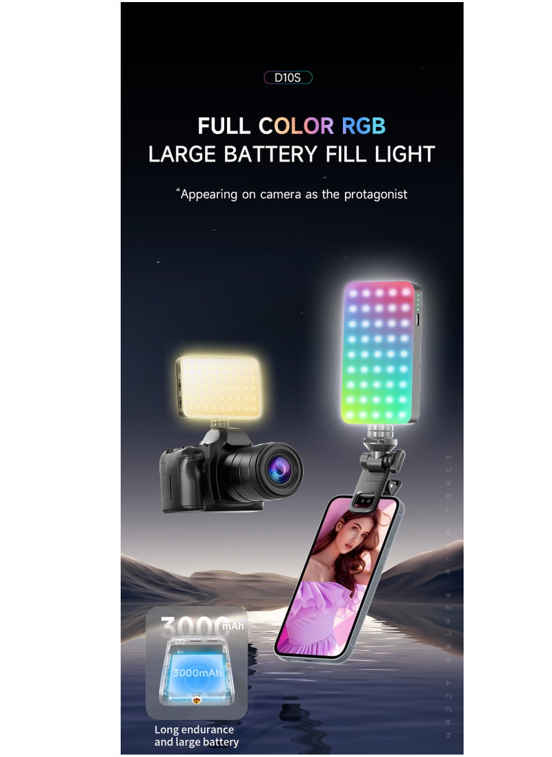 ARNOTEC RGB Video Light, Portable LED Fill Light with 3000mAh Built-in Battery, for Selfie/Live Streaming/Laptop/Camera, Supports Cold/Natural/Warm Light, 360° Full Color Adjustment with Clip Mount  - Image 3