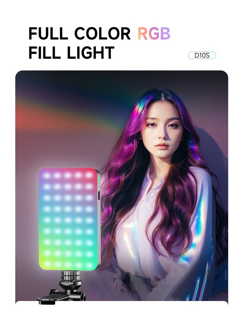 ARNOTEC RGB Video Light, Portable LED Fill Light with 3000mAh Built-in Battery, for Selfie/Live Streaming/Laptop/Camera, Supports Cold/Natural/Warm Light, 360° Full Color Adjustment with Clip Mount  - Image 4