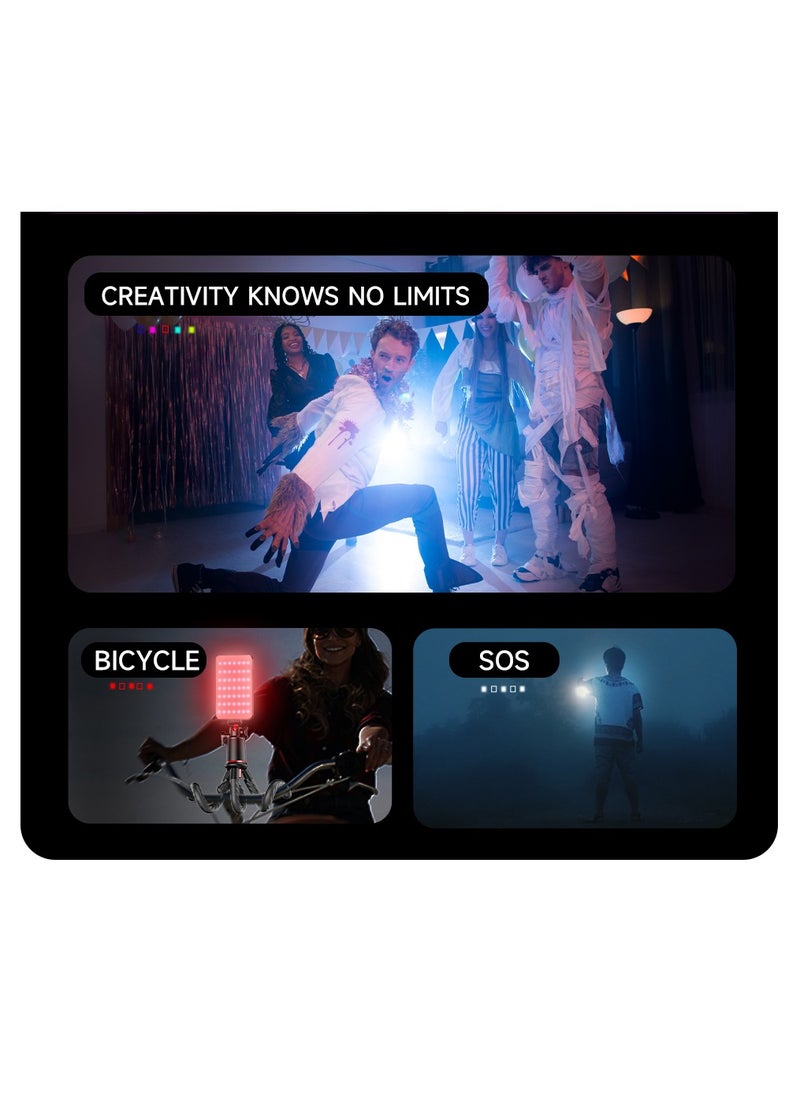 RGB Video Light, Portable LED Fill Light with 3000mAh Built-in Battery, for Selfie/Live Streaming/Laptop/Camera, Supports Cold/Natural/Warm Light, 360° Full Color Adjustment with Clip Mount