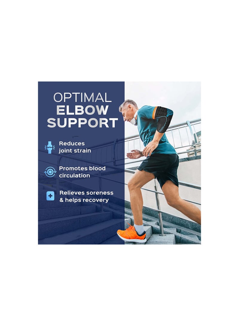 Elbow Compression Sleeve for Men & Women - Tennis Elbow Brace for Tendonitis Relief, Weightlifting, Arthritis, and Workouts - Reduces Joint Pain (Large, Blue) - Image 4