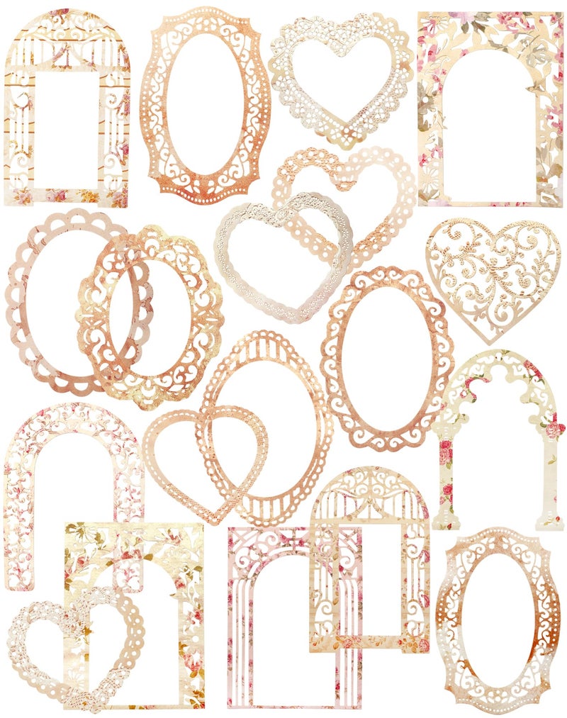 Anvin 30 Pcs Scrapbook Lace Paper Vintage Background Paper Cutouts, Frames, Flowers Heart Hollow Decorative Paper for Scrapbooking, Junk Journal, Art Journaling, Card Making, Planner, DIY - Image 1