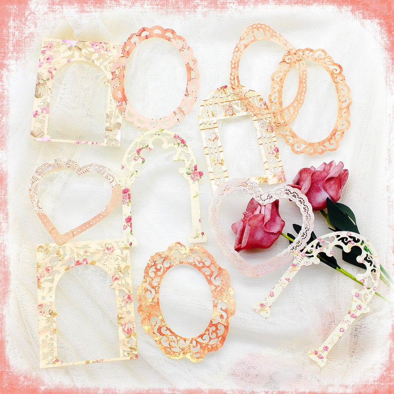 Anvin 30 Pcs Scrapbook Lace Paper Vintage Background Paper Cutouts, Frames, Flowers Heart Hollow Decorative Paper for Scrapbooking, Junk Journal, Art Journaling, Card Making, Planner, DIY - Image 4