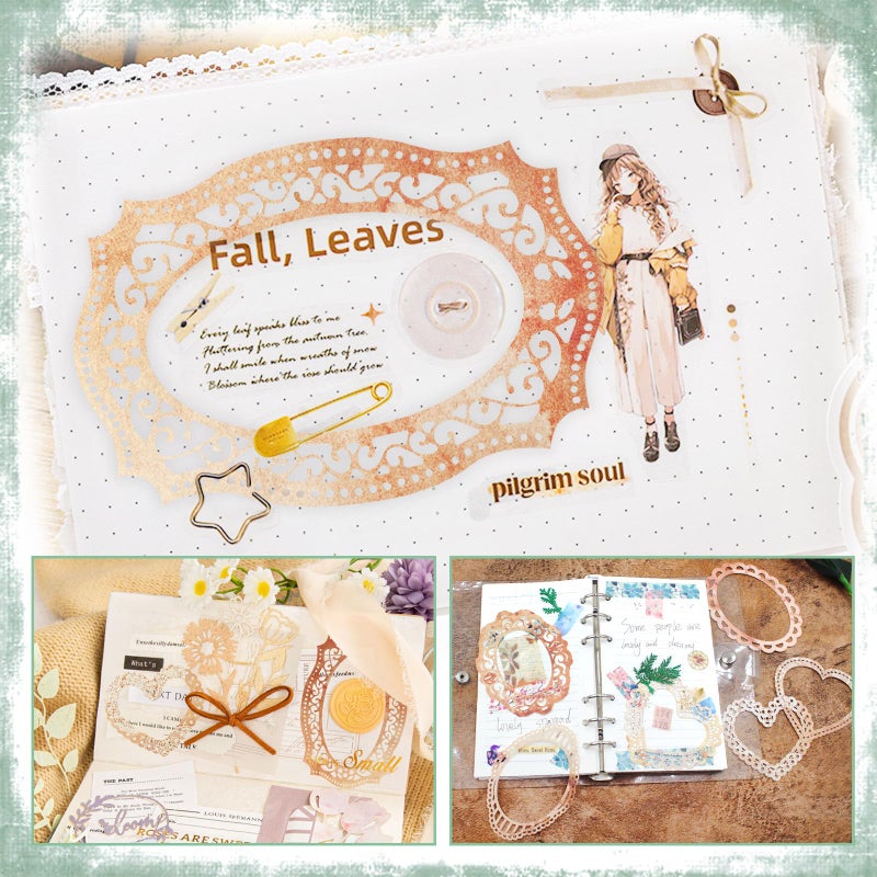 Anvin 30 Pcs Scrapbook Lace Paper Vintage Background Paper Cutouts, Frames, Flowers Heart Hollow Decorative Paper for Scrapbooking, Junk Journal, Art Journaling, Card Making, Planner, DIY - Image 5