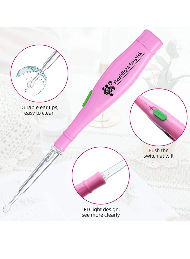 Excefore Ear Wax Removal Tool, Ear Wax Removal, Ear Pick 4 Pieces, with LED Light and Storage Case LED Earwax Spoon Safe Ear Pick Spoon Tweezer Ear Wax Removal Tool Kit with Flashlight for Adults and Children  - Image 4