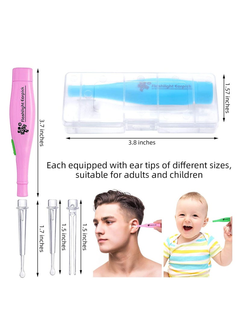 Excefore Ear Wax Removal Tool, Ear Wax Removal, Ear Pick 4 Pieces, with LED Light and Storage Case LED Earwax Spoon Safe Ear Pick Spoon Tweezer Ear Wax Removal Tool Kit with Flashlight for Adults and Children  - Image 3