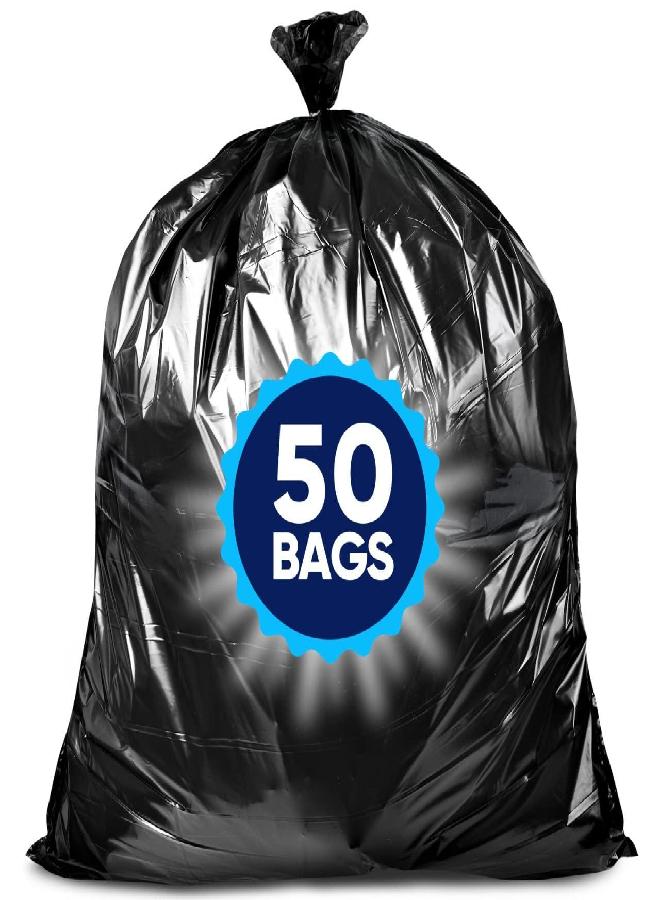Tasker 55 Gallon Trash Bags, (Huge 50 Bags w/Ties) Extra Large Trash Bags 55 Gallon, Lawn and Leaf Bags, Extra Large Trash Can Liners, 60 Gallon Trash Bags, 50 Gallon Trash Bags, 55 Gal Trash Bags. - Image 2
