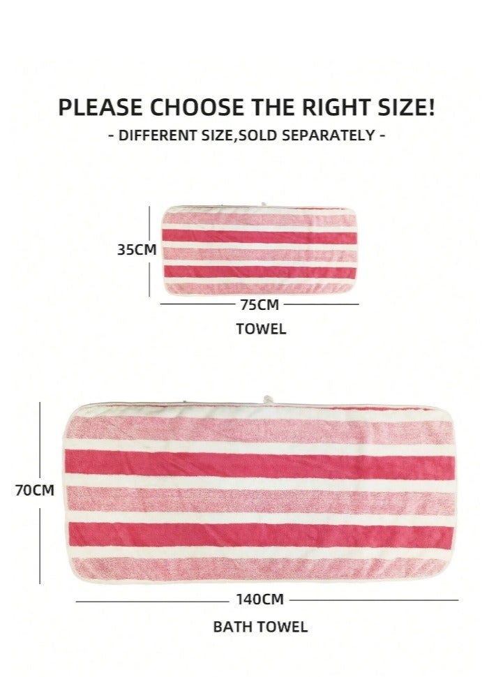3pcs Soft Absorbent Wide Stripe Bath Towel, Non-Shedding Thickened Towel, Shower Towel Suitable For Bathroom, 1*70x140cm Bath Towel, 2*35x75cm Face Towel- Grey - Image 4