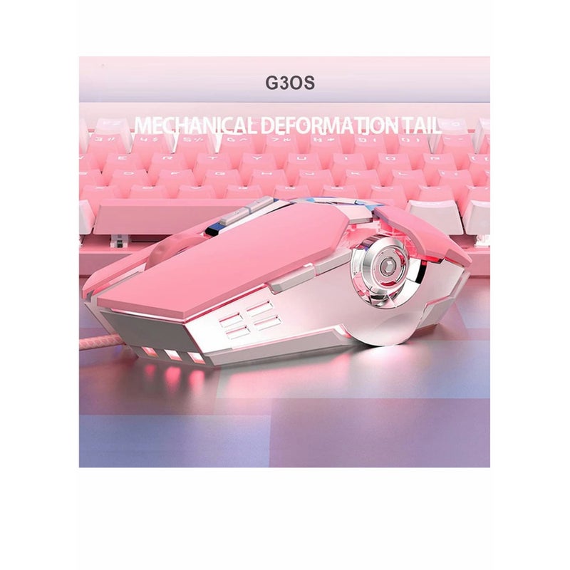 SOLARAE Gaming Mouse Wired Computer Mouse Mechanical Pink Optical USB Mouse 7 Buttons, 4 Levels Adjustable DPI Up to 3200, RGB Backlit, Sound Click PC Mouse Fit for Girls Gamer - Image 3