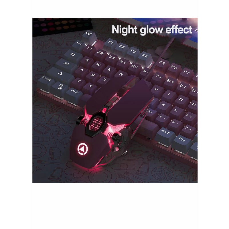 SOLARAE Gaming Mouse Wired Computer Mouse Mechanical Pink Optical USB Mouse 7 Buttons, 4 Levels Adjustable DPI Up to 3200, RGB Backlit, Sound Click PC Mouse Fit for Girls Gamer - Image 2