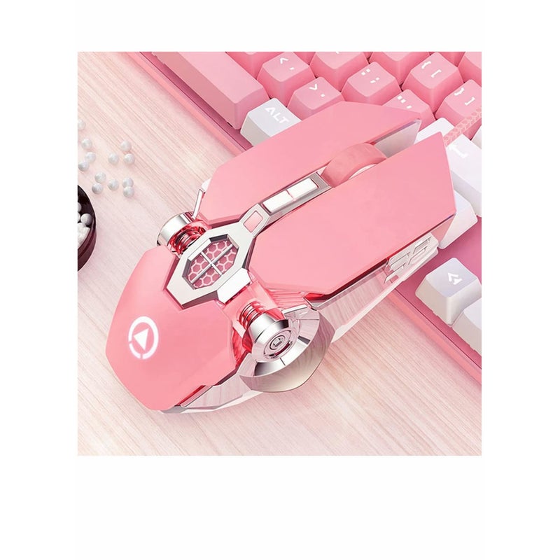 SOLARAE Gaming Mouse Wired Computer Mouse Mechanical Pink Optical USB Mouse 7 Buttons, 4 Levels Adjustable DPI Up to 3200, RGB Backlit, Sound Click PC Mouse Fit for Girls Gamer - Image 1