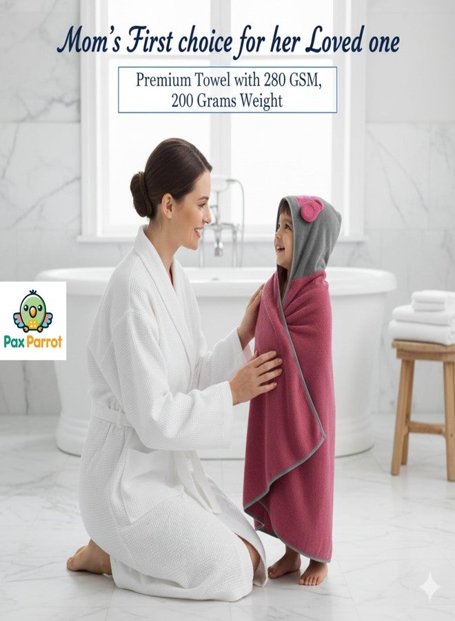 PAX PARROT Ultra-Soft Baby Hooded Towel – 100% Cotton Wrap Your Little one in Softness and Joy, Hypoallergenic & Super Absorbent Bath Wrap for Newborns & Toddlers | Cute Animal Design,(0-5Years) (Dusty Pink) - Image 4