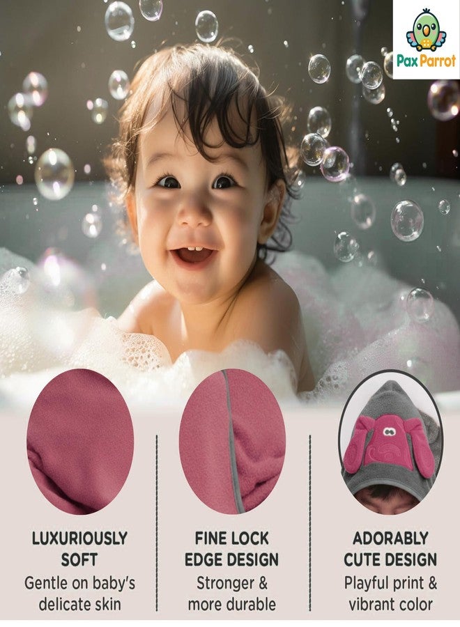 PAX PARROT Ultra-Soft Baby Hooded Towel – 100% Cotton Wrap Your Little one in Softness and Joy, Hypoallergenic & Super Absorbent Bath Wrap for Newborns & Toddlers | Cute Animal Design,(0-5Years) (Dusty Pink) - Image 5