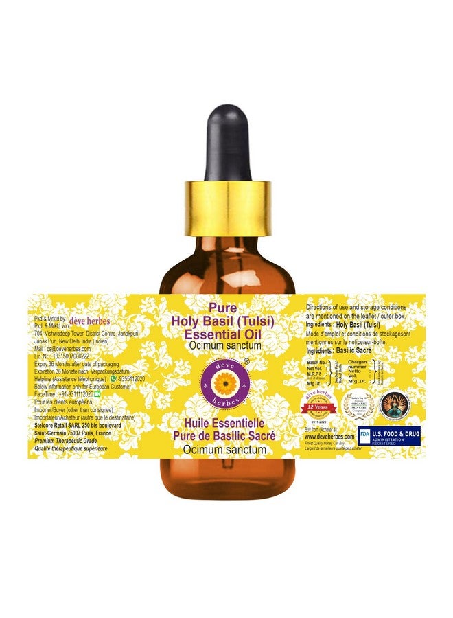 Deve Herbes Holy Basil (Tulsi) Essential Oil (Ocimum sanctum) with Glass Dropper Pure | Non-Sticky | Non-greasy | Lightweight | Men & Women | All Skin Types | Steam Distilled 30ml - Image 3