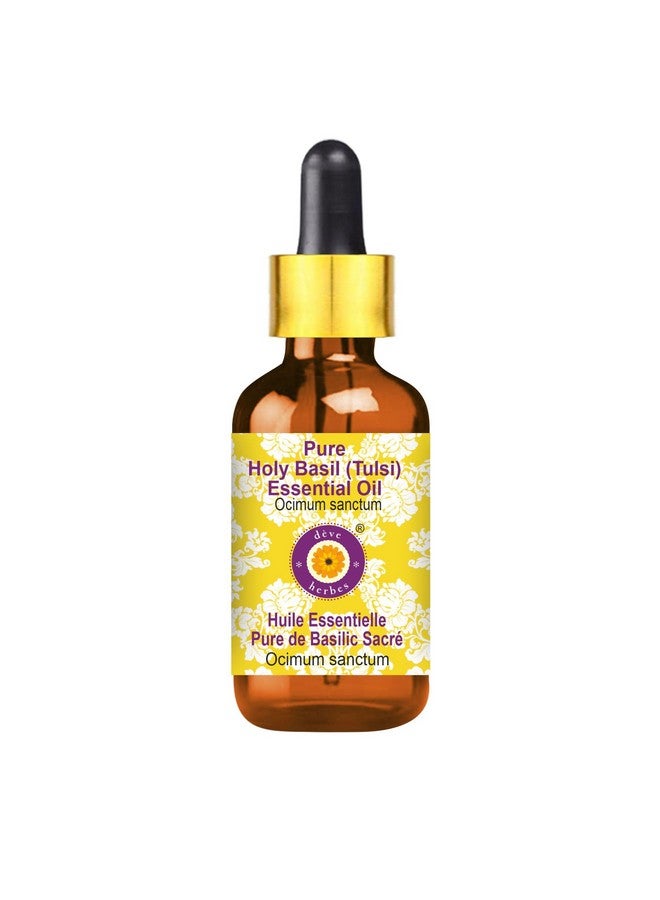 Deve Herbes Holy Basil (Tulsi) Essential Oil (Ocimum sanctum) with Glass Dropper Pure | Non-Sticky | Non-greasy | Lightweight | Men & Women | All Skin Types | Steam Distilled 30ml - Image 1