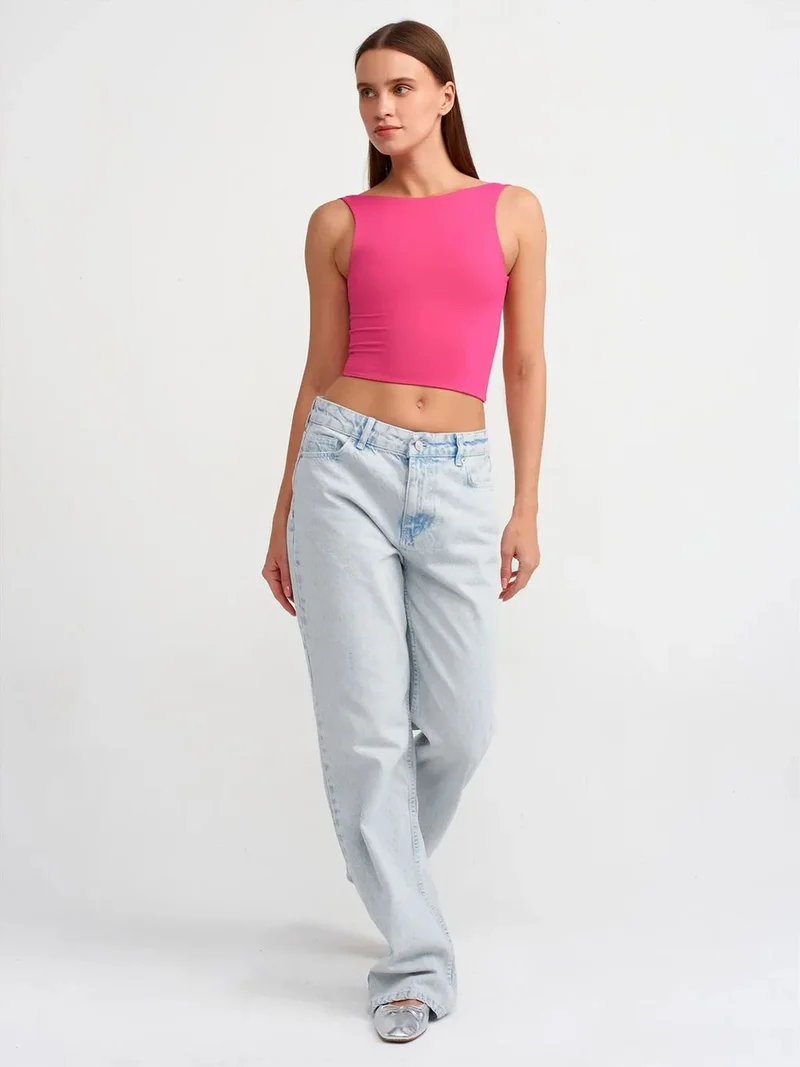ديلفين DILVIN Women's Sleeveless Cut-Out Crop Blouse