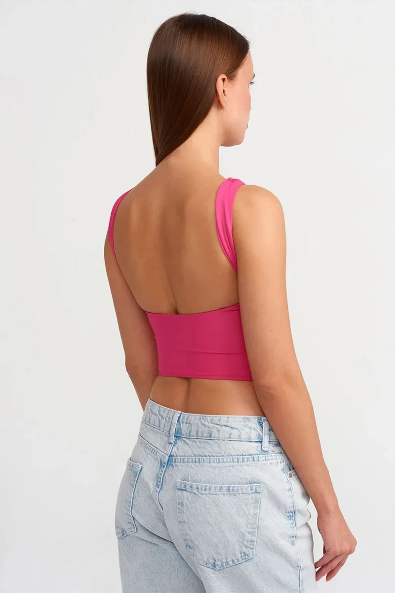 Dilvin Bright Pink DILVIN Women's Sleeveless Cut-Out Crop Blouse for Women | Best Price UAE