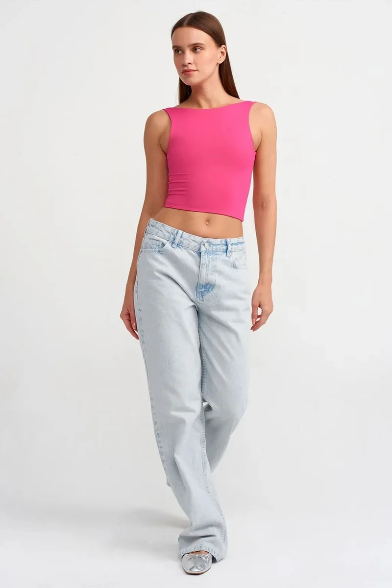 DILVIN Women's Sleeveless Cut-Out Crop Blouse