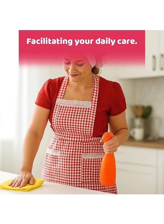 Women Classic Vintage Apron Red and White Gingham Cotton Apron Home Kitchen Chef Bib - Image 4