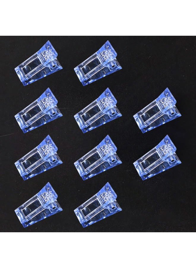 VNC 10Pcs Nail Tips Clip for Quick Building Polygel nail forms Nail clips for polygel Finger Nail Extension UV LED Builder Clamps Manicure Nail Art Tool Dark Blue Color - Image 1